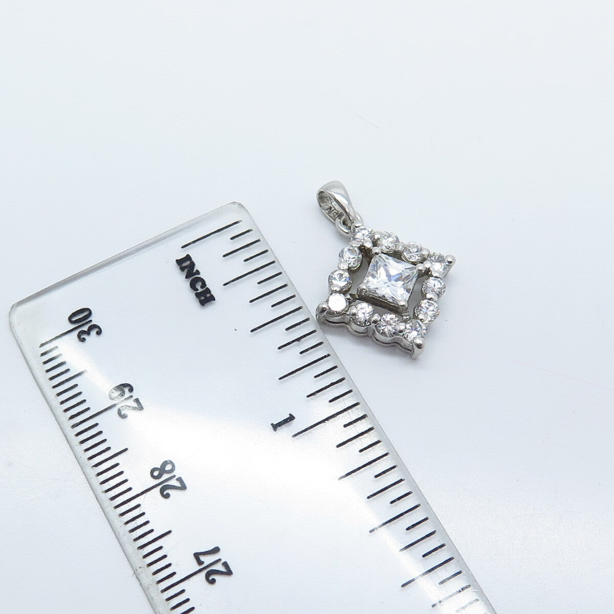 925 Sterling Silver C Z Rhombus Charm Pendant