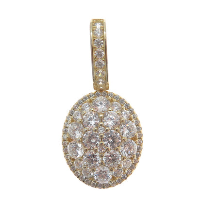 DESIGNS BY YAGI 925 Sterling Gold Plated Round-Cut Shaped C Z Sparkle Pendant