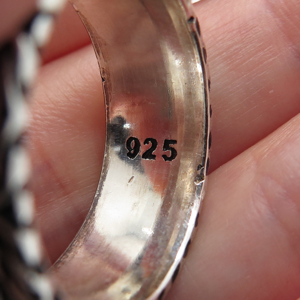 925 Sterling Silver Vintage 3-Row Byzantine Oxidized Band Ring Size 10.25