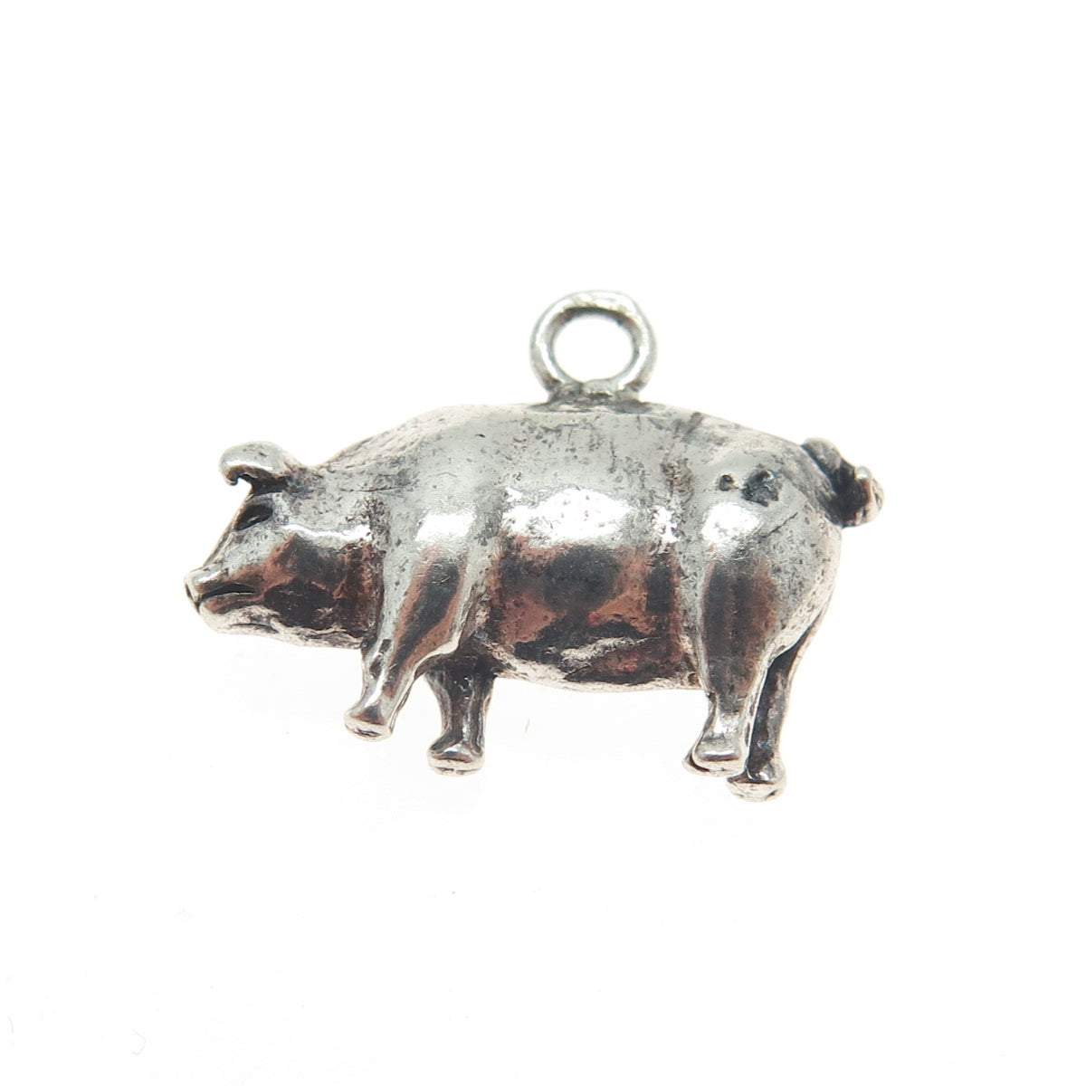 925 Sterling Silver Vintage Pig / Boar 3D Pendant