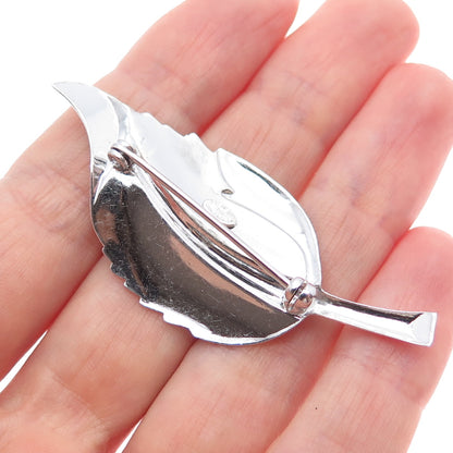 DANECRAFT 925 Sterling Silver Vintage Modenrist Floral Leaf Pin Brooch