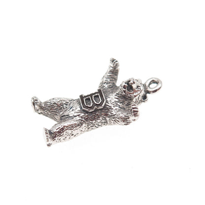 KINNEY 925 Sterling Silver Vintage Chicago Bears Football Team 3D Charm Pendant
