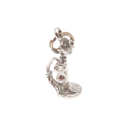 925 Sterling Silver Antique Art Deco Candlestick Phone 3D Mini Charm Pendant