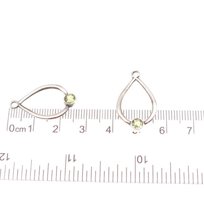 Pandora 925 Sterling Silver Real Peridot Compose Teardrop Jacket Earrings