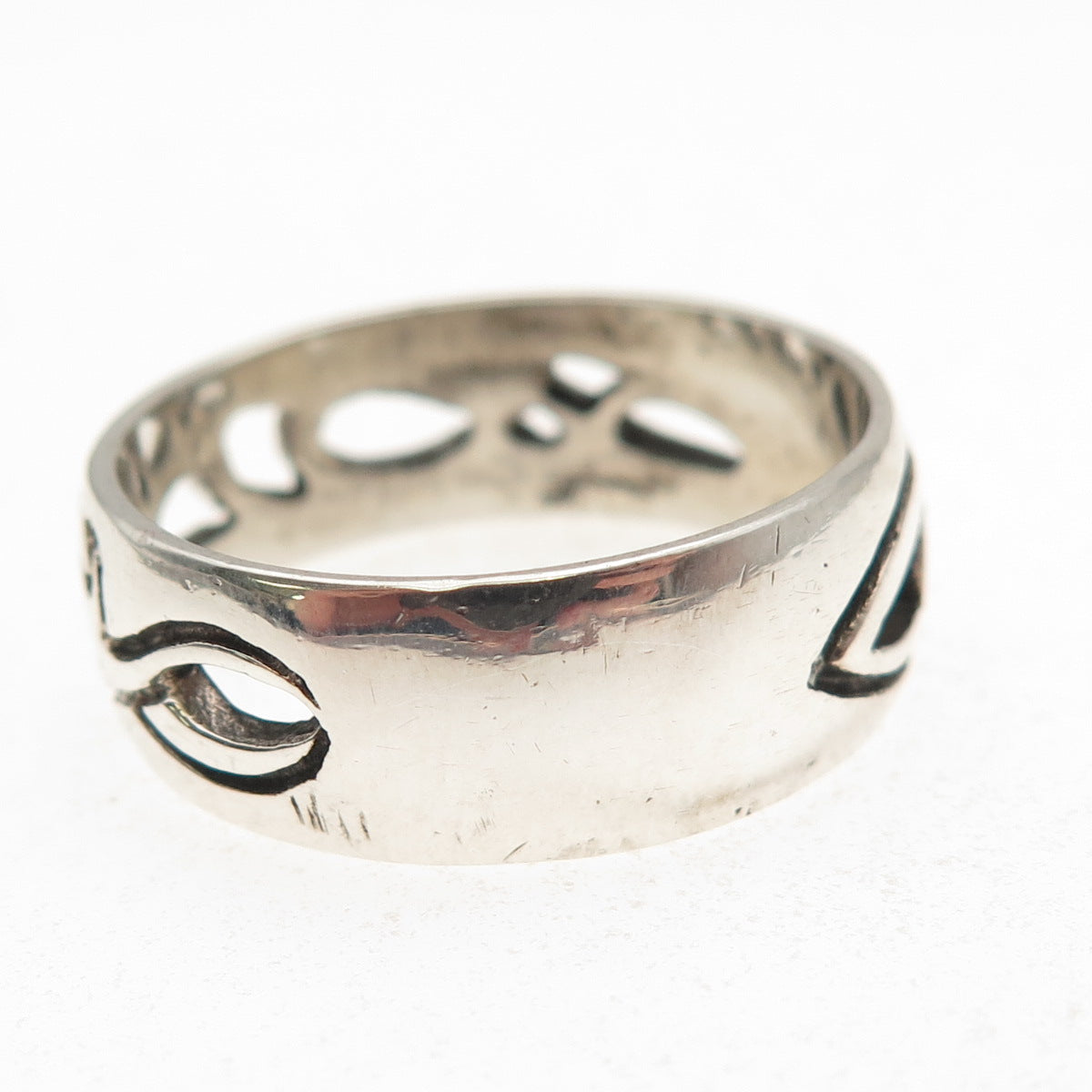 925 Sterling Silver Vintage Celtic Oxidized Band Ring Size 12.25
