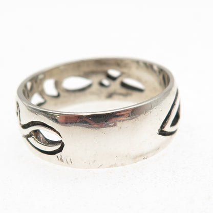 925 Sterling Silver Vintage Celtic Oxidized Band Ring Size 12.25