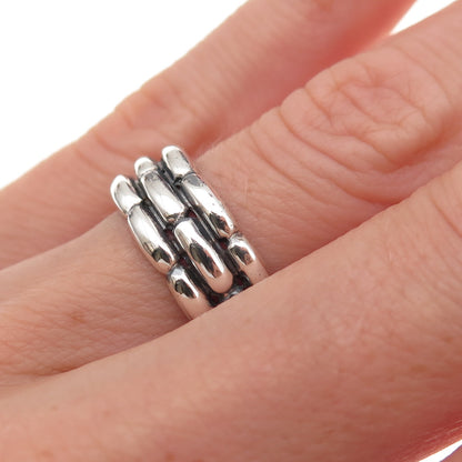 CNA Pranda 925 Sterling Silver Vintage Interlocking Brick Oxidized Ring Size 6