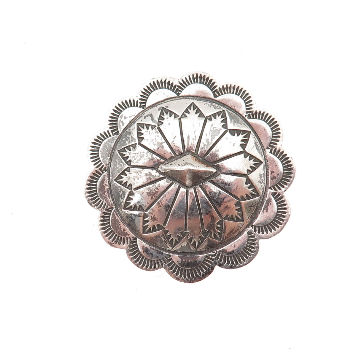 Old Pawn 925 Sterling Silver Vintage Southwestern Concho Tribal Pin Brooch