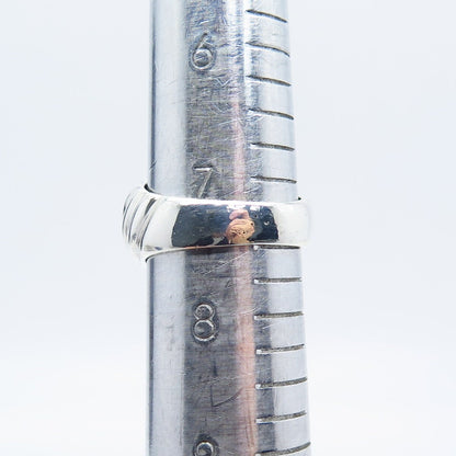 925 Sterling Silver Vintage Ribbed Ring Size 7.5