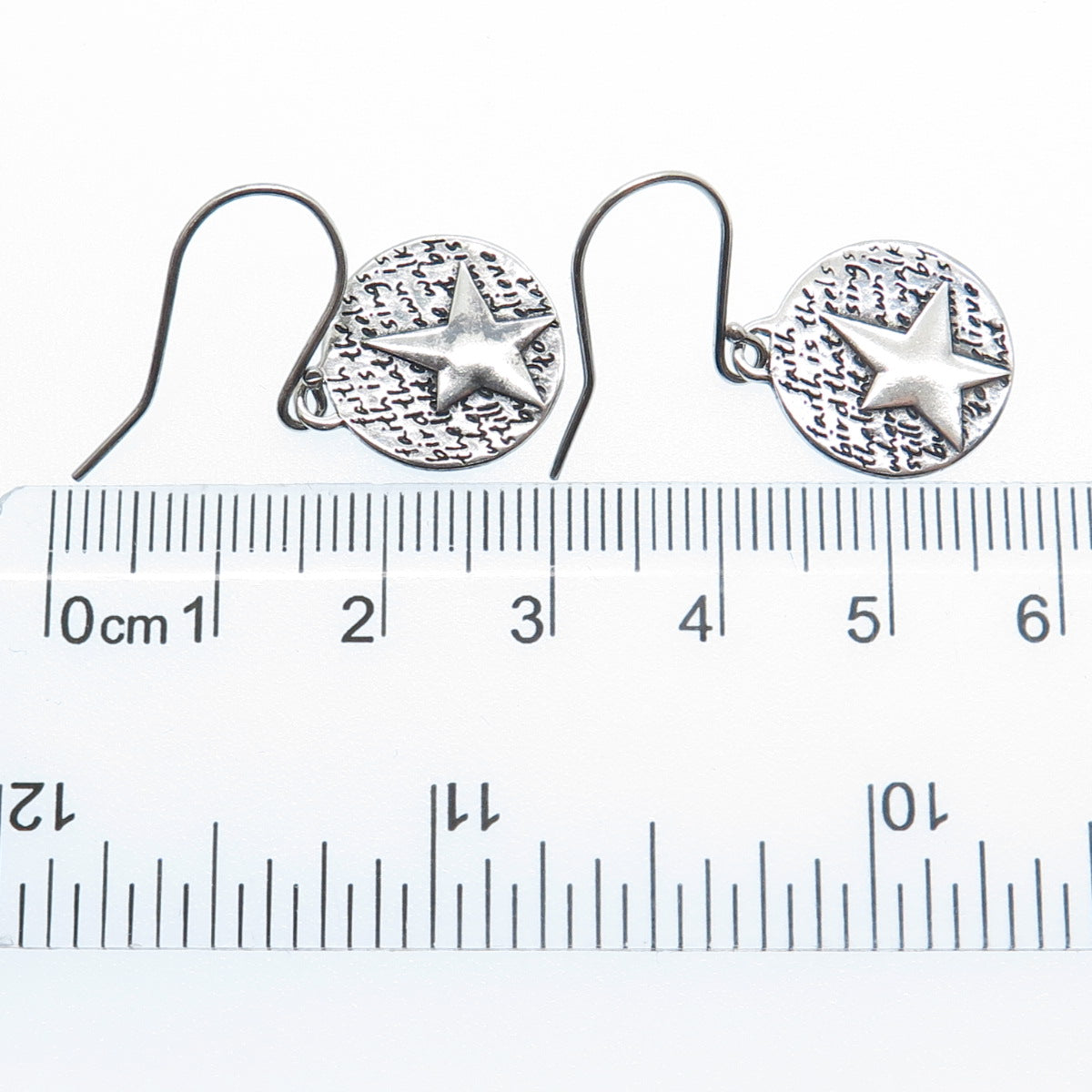 KEVIN & ANNA 950 Silver Vintage Faith Star Dangle Earrings