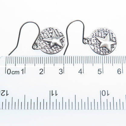 KEVIN & ANNA 950 Silver Vintage Faith Star Dangle Earrings