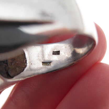 925 Sterling Silver Vintage Italy Modernist Box Oxidized Ring Size 7.75