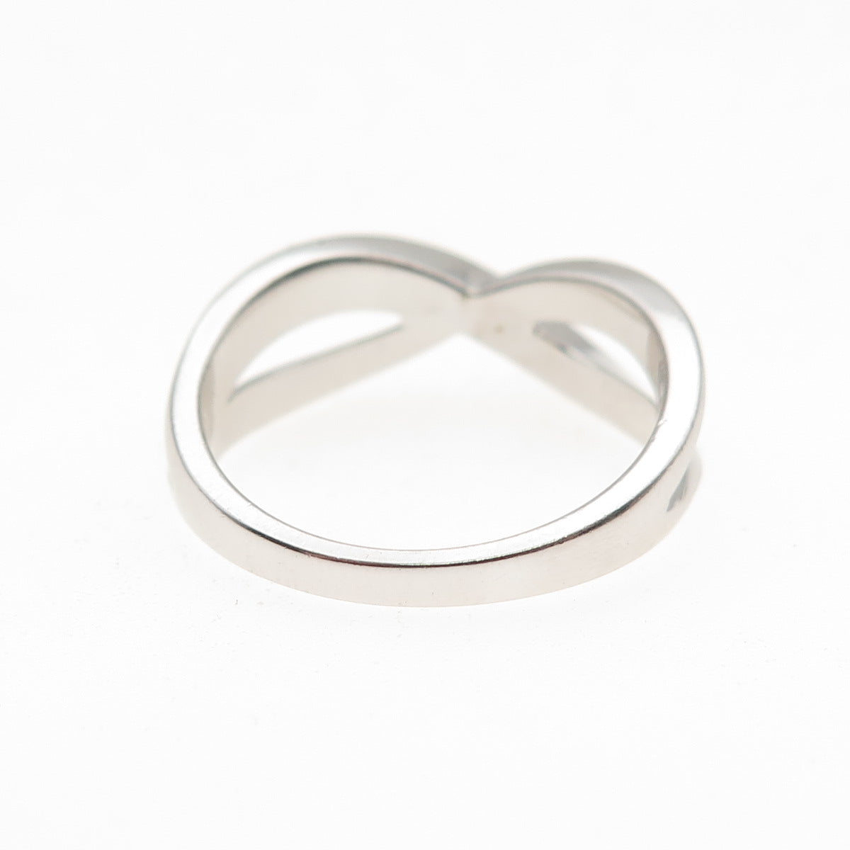 925 Sterling Silver Round-Cut C Z Crisscross Ring Size 7.25