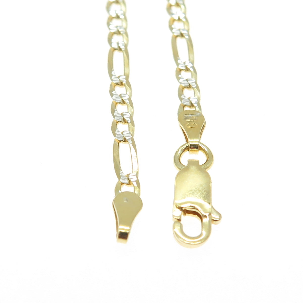 P. LUX 925 Sterling Silver Gold Plated Italy Diamond-Cut Figaro Link Bracelet 7"