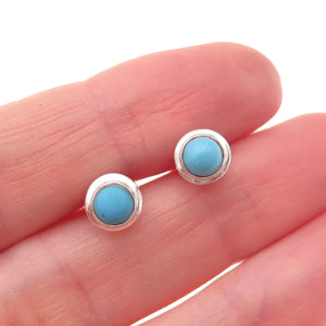 925 Sterling Silver Vintage Real Turquoise Stud Earrings