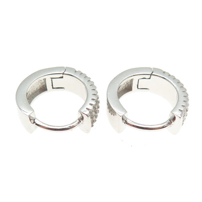 925 Sterling Silver Round-Cut Shaped C Z Hoop Earrings