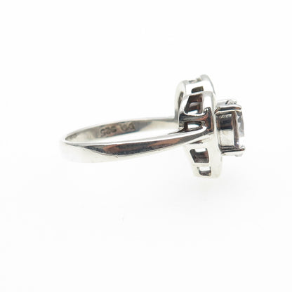 925 Sterling Silver Vintage C Z Modernist Heart Ring Size 7.25