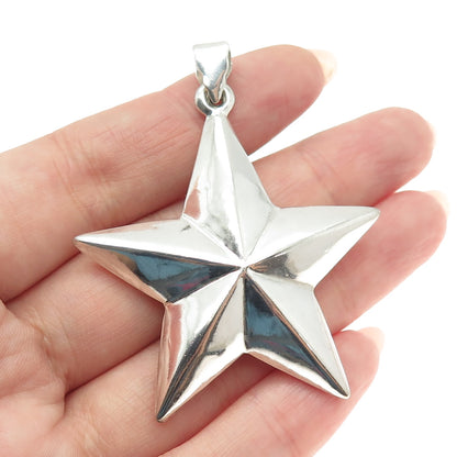 925 Sterling Silver Vintage Puffy Star 3D Pendant