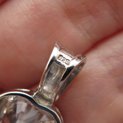 925 Sterling Silver Heart-Cut C Z Minimalist Charm Pendant