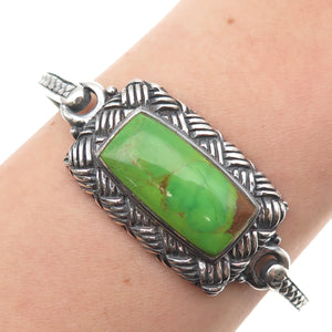 925 Sterling Silver Vintage Real Royston Turquoise Adjustable Cuff Bracelet 6"