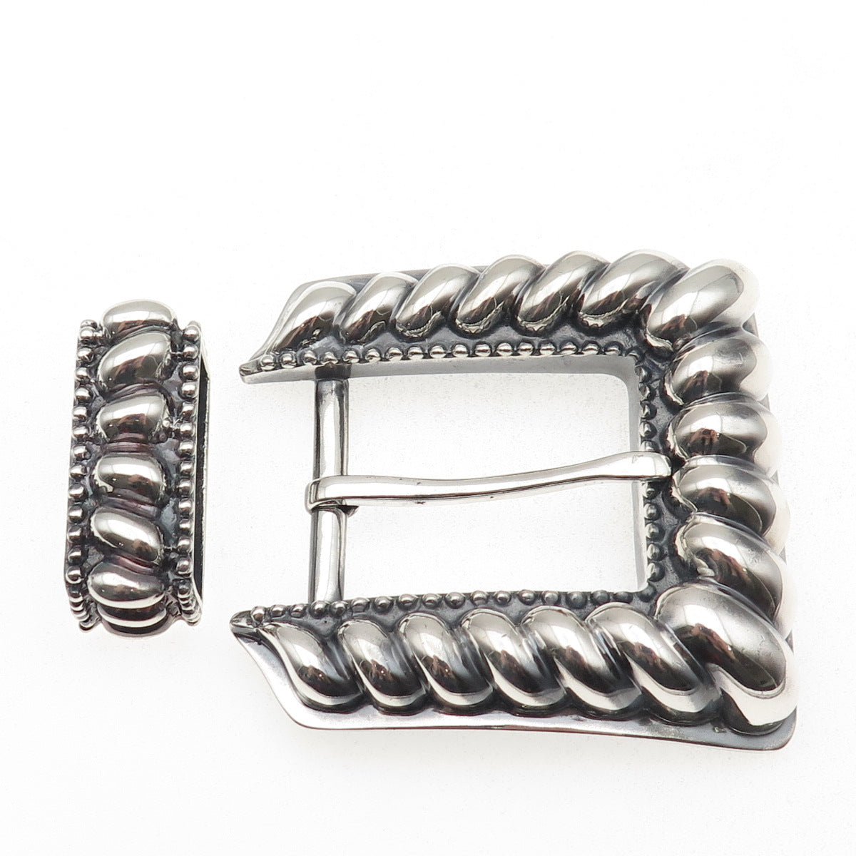 Kirk Smith Navajo Old Pawn 925 Sterling Silver Vintage Tribal Belt Loop & Buckle