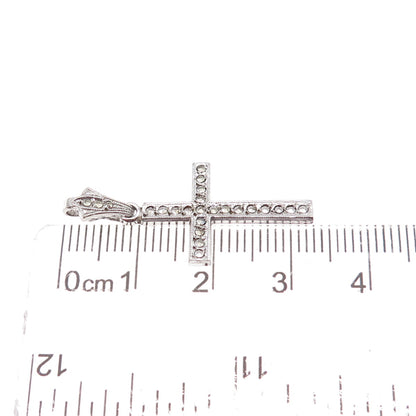 925 Sterling Silver Antique Art Deco Real Marcasite Cross Charm Pendant