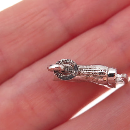925 Sterling Silver Vintage Ice Skating Shoe Oxidized 3D Charm Pendant