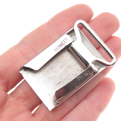 Pioneer 925 Sterling Silver Vintage Engraved Letter S Initial Belt Buckle