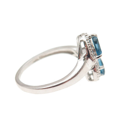 Chuck Clemency 925 Sterling Silver Real London Blue Topaz Bypass Ring Size 7