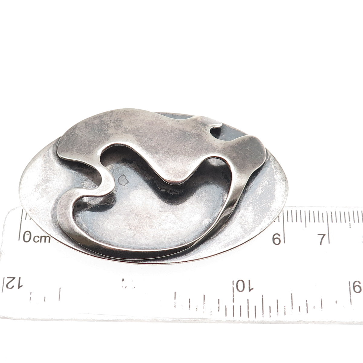 925 Sterling Silver Vintage Modernist Oxidized Slide Pendant