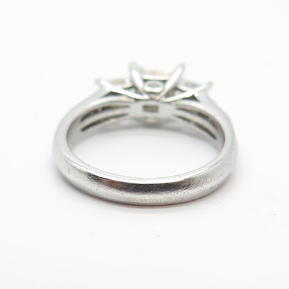 925 Sterling Silver Princess-Cut C Z Ring Size 7