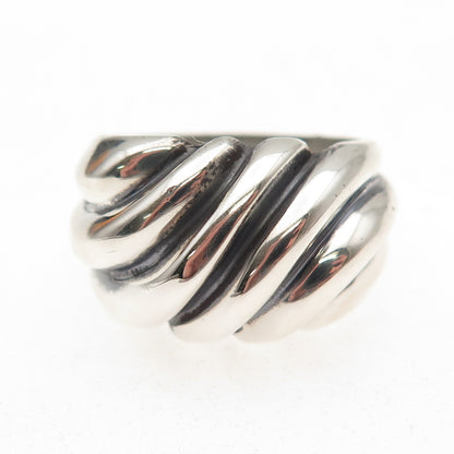 Joseph Masaniello 925 Sterling Silver Vintage Modernist Oxidized Ring Size 7.75