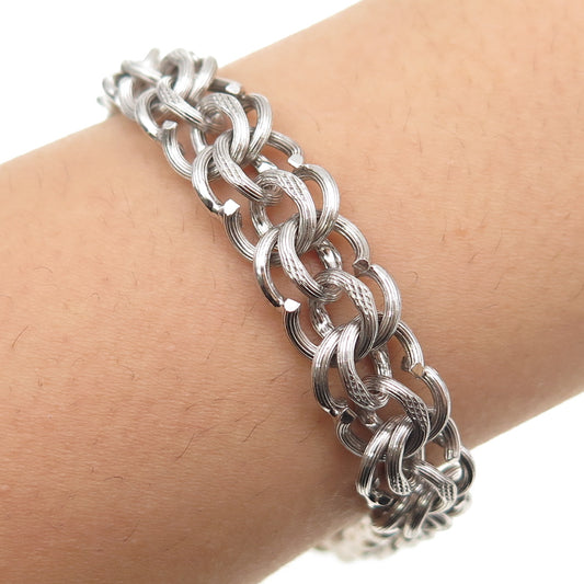 A&Z HAYWARD 925 Sterling Silver Antique Art Deco Double Rolo Link Bracelet 7"