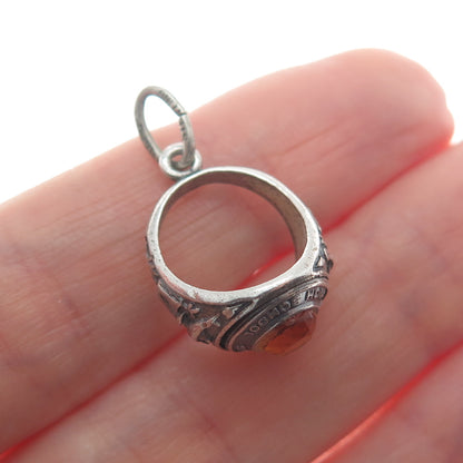 BEAU 925 Sterling Vintage Rhinestone Highland Springs HS Ring Mini Charm Pendant