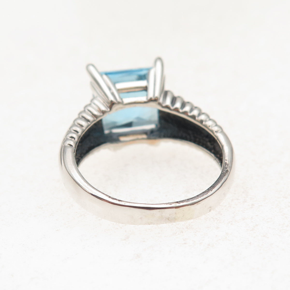 Tess Daly MJL 925 Sterling Silver Vintage Real Blue Topaz Oxidized Ring Size 8