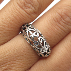 925 Sterling Silver Vintage Swirl Dome Ring Size 7