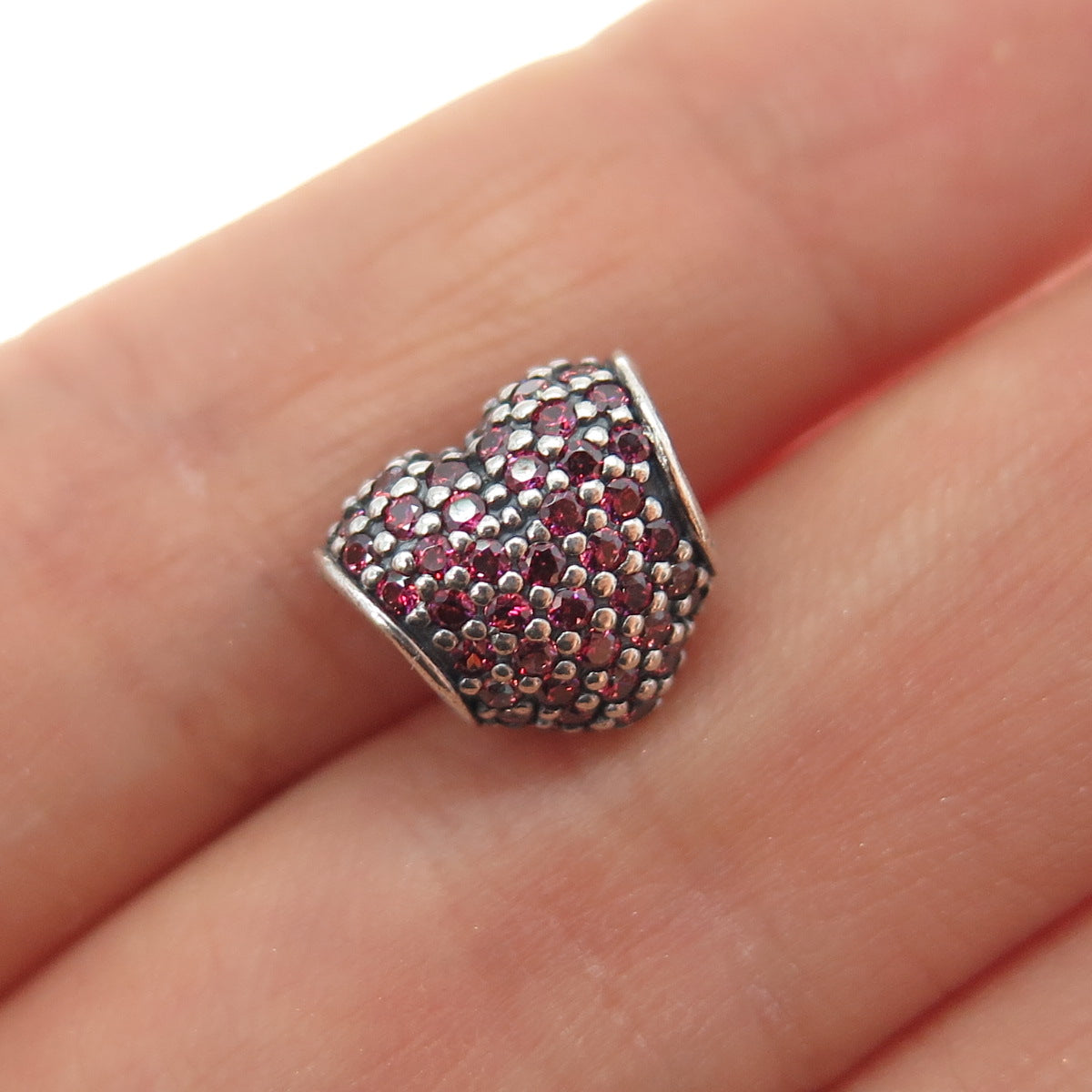 PANDORA 925 Sterling Silver C Z Moments Sparkling Infinity Heart Slide Charm