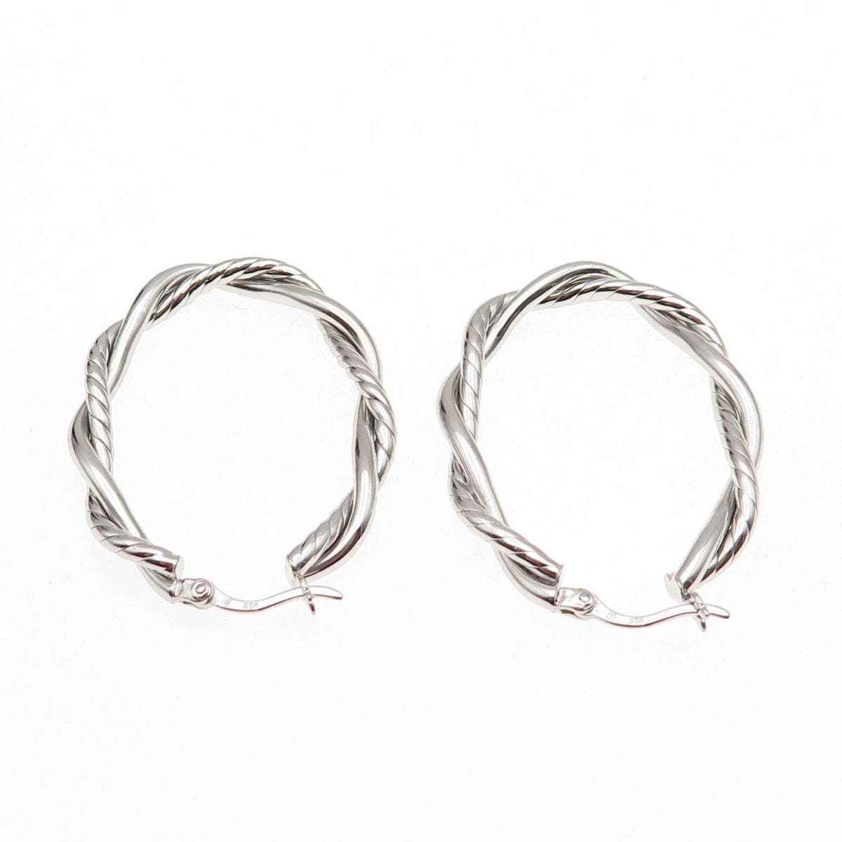 925 Sterling Silver Twisted Hoop Earrings