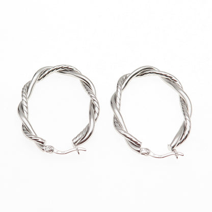 925 Sterling Silver Twisted Hoop Earrings