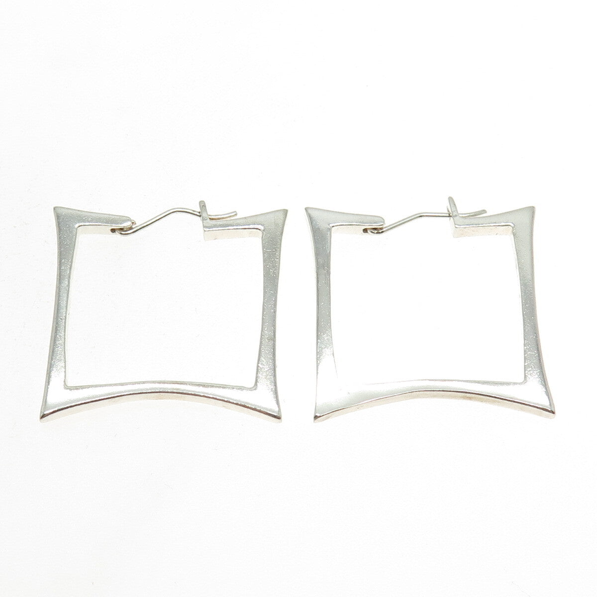 925 Sterling Silver Vintage Hinged Square Earrings