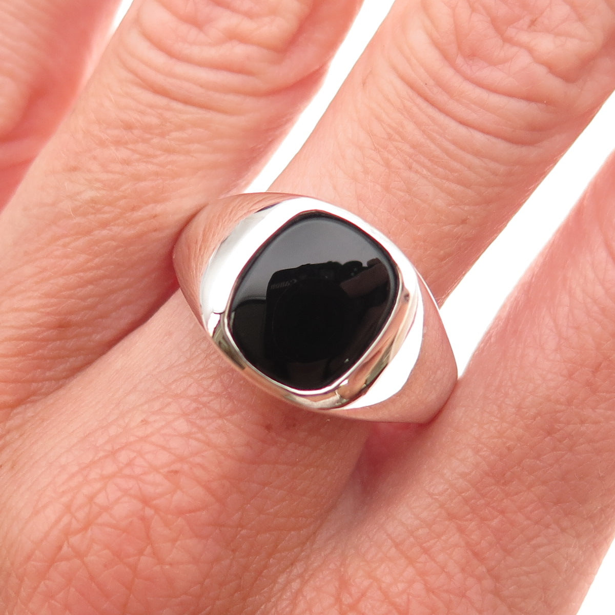 Dason 925 Sterling Silver Vintage Real Black Onyx Signet Ring Size 11