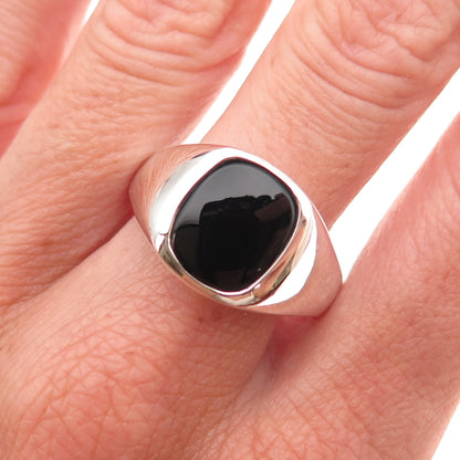 Dason 925 Sterling Silver Vintage Real Black Onyx Signet Ring Size 11