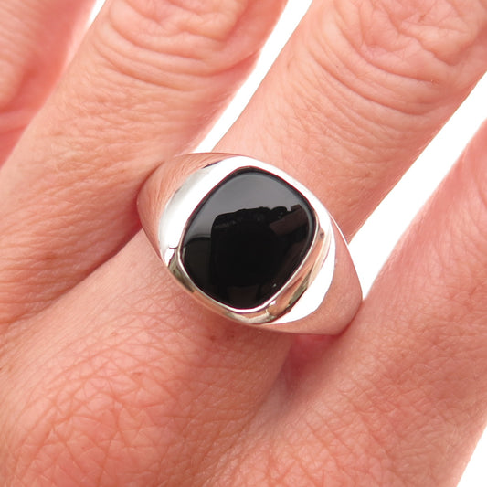 Dason 925 Sterling Silver Vintage Real Black Onyx Signet Ring Size 11