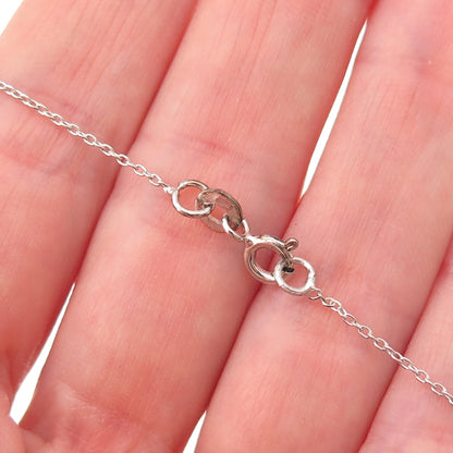 Chuck Clemency 925 Sterling Silver Real Turquoise Heart Cable Chain Necklace 20"