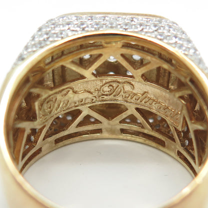 DADWANI 925 Sterling Silver 2-Tone Pave Swarovski Crystal Ring Size 11.25