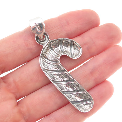 925 Sterling Silver Vintage Christmas Candy Cane Oxidized Charm Pendant