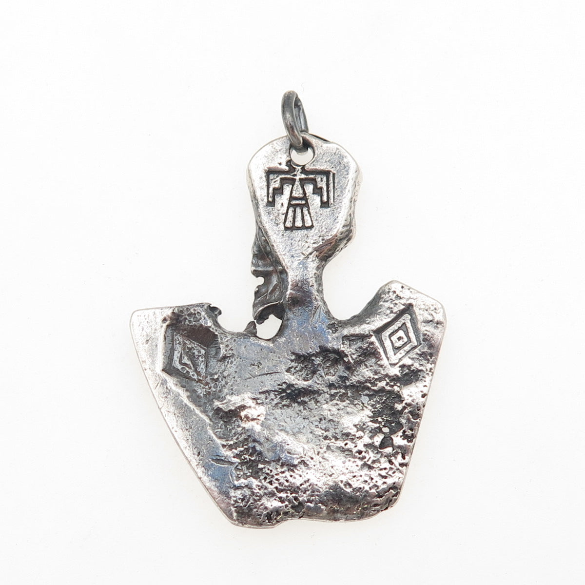Joe Silvers Old Pawn 925 Sterling Vintage Thunderbird Tribal Oxidized Pendant