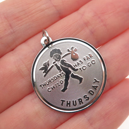 JAY POSON 925 Sterling Silver Vintage Thursday's Child Charm Pendant