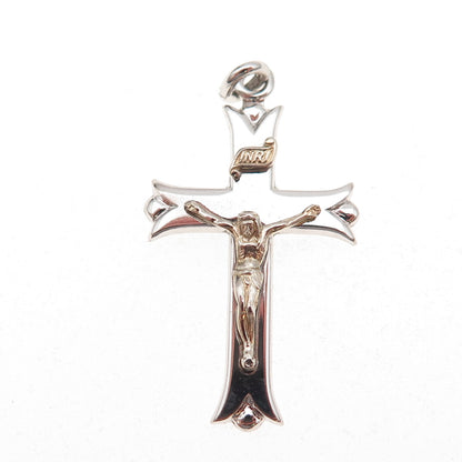 Theda 925 Sterling Silver Vintage Crucifix Cross Religious Charm Pendant