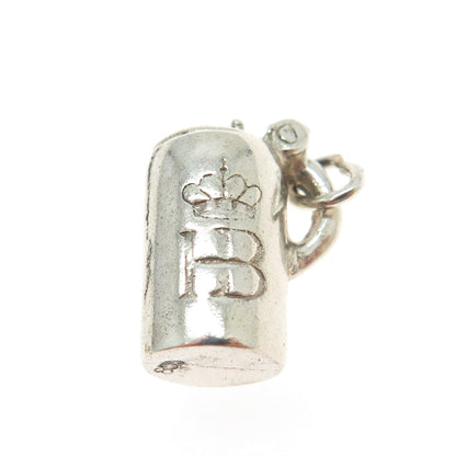 800 Silver Antique Art Deco "HB" Signed Beer Stein Locket Pendant